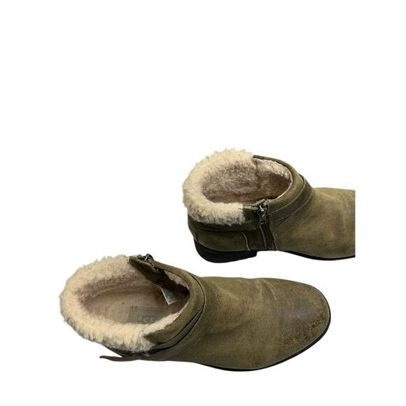 UGG Josefene Ankle Boots Strappy Distressed Suede Khaki Green 1130527 Size 9.5 - Picture 7 of 14